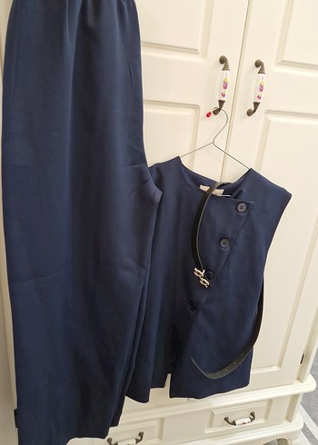 Düğmeli Lacivert Kadın Takım Elbise - Görsel 6