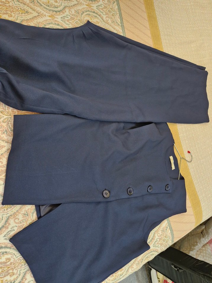 Düğmeli Lacivert Kadın Takım Elbise - Görsel 4