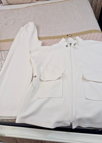 Beyaz Scuba Kumaş 2li spor takım - Görsel 5