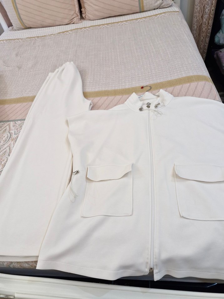 Beyaz Scuba Kumaş 2li spor takım - Görsel 4