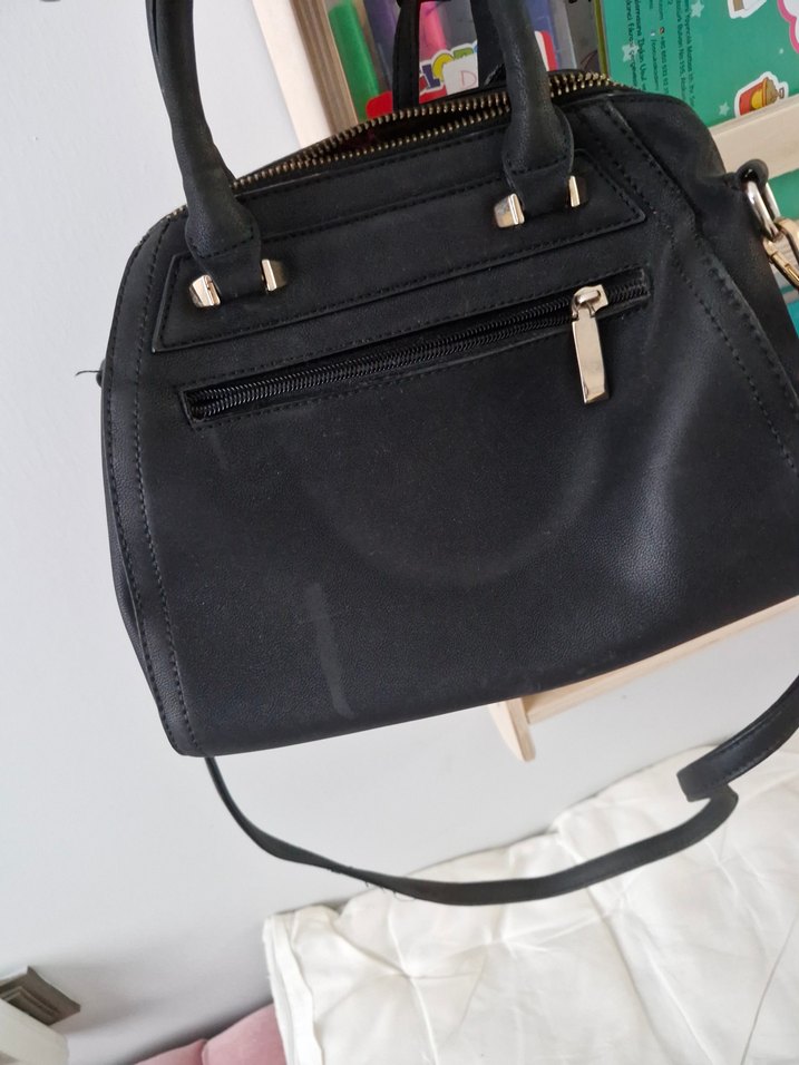 Siyah Deri Tokalı Kadın Çanta - Görsel 3