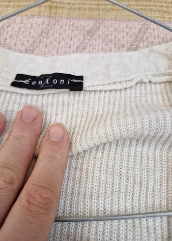 Düğmeli Bohem Bej Triko Hırka - Görsel 4