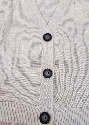 Düğmeli Bohem Bej Triko Hırka - Görsel 3