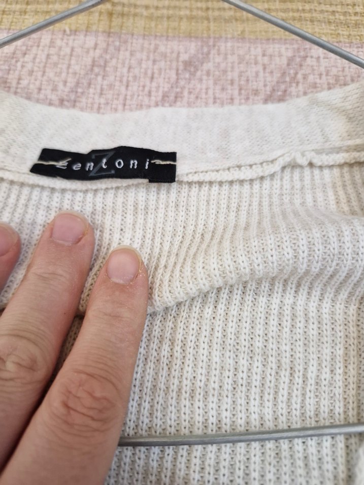 Düğmeli Bohem Bej Triko Hırka - Görsel 4