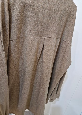 Düğmeli Bej Kadın triko Gömlek - Görsel 4