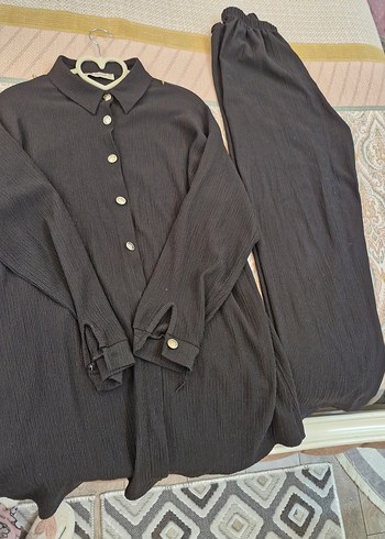 Kadın Siyah düğmeli bürümcük Takım - Görsel 6