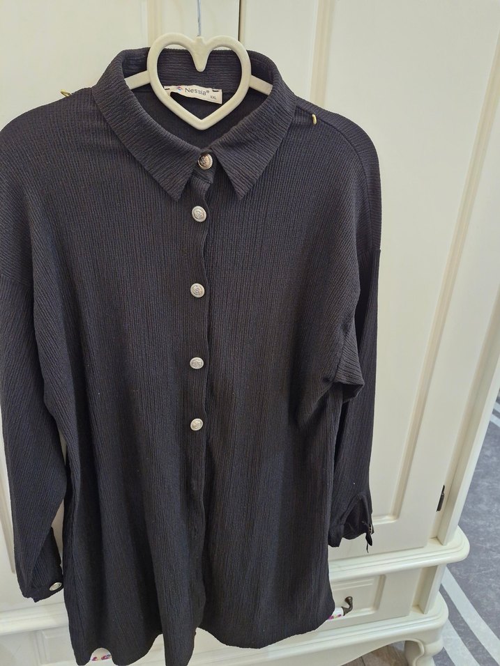 Kadın Siyah düğmeli bürümcük Takım - Görsel 4