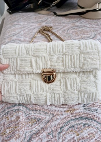 Örgü Beyaz Kadın Çanta Zincir Askılı - Görsel 2