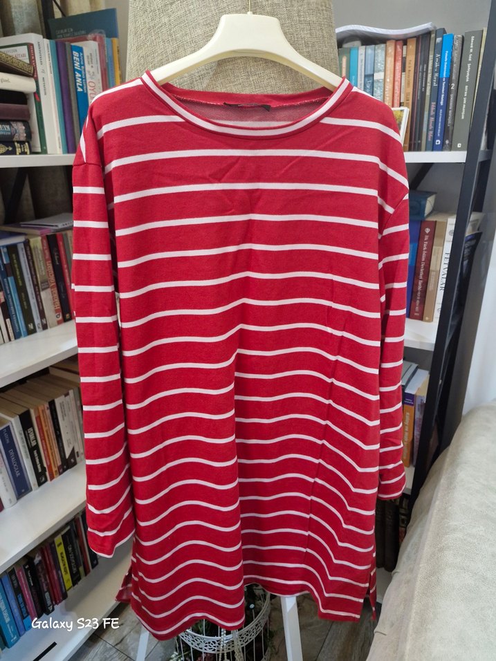 Kırmızı Çizgili Hamile Uzun Kollu Tişört - Görsel 3