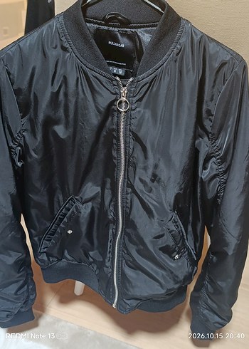 Pull and Bear Siyah Sehir Stili Bomber Ceket