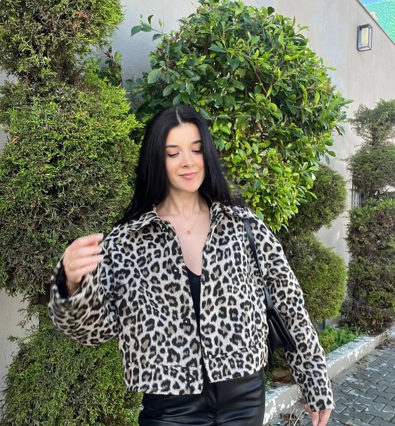 BERSHKA leopar ceket - Görsel 5