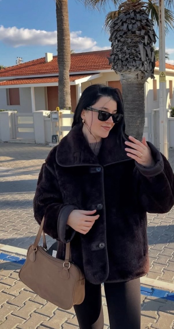 Bej Süet Kadın Omuz Çantası - Görsel 3