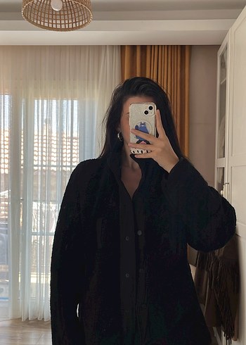 Siyah Peluş Kadın Günlük Ceket - Görsel 7