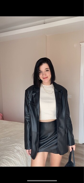 Bershka deri blazer