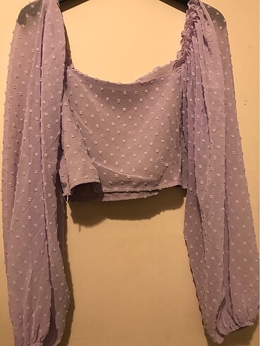 s Beden mor Renk Bluz crop