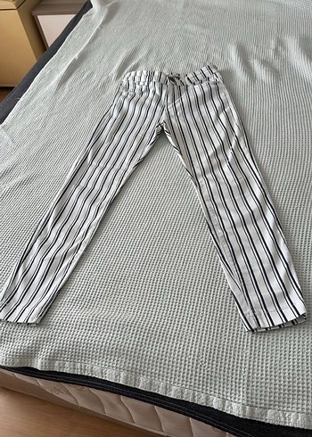 Kadın Çizgili Midi Kumaş Pantolon - Görsel 7