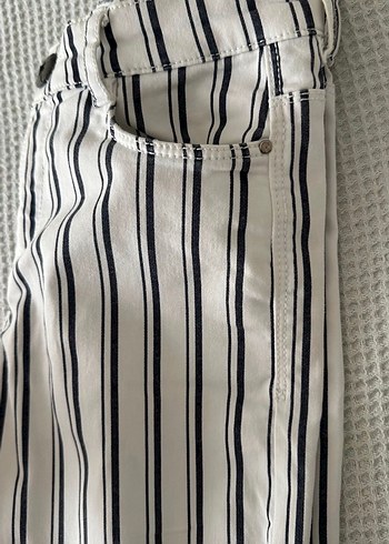 Kadın Çizgili Midi Kumaş Pantolon - Görsel 4