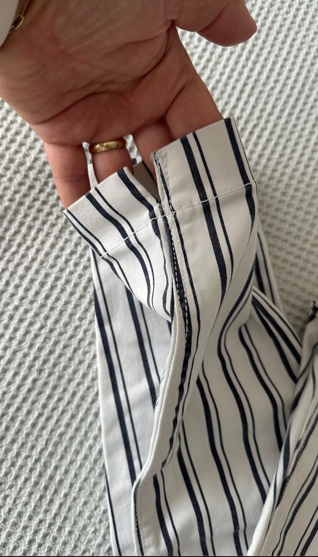 Kadın Çizgili Midi Kumaş Pantolon - Görsel 5