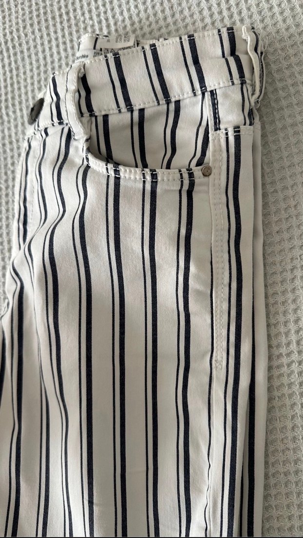 Kadın Çizgili Midi Kumaş Pantolon - Görsel 4
