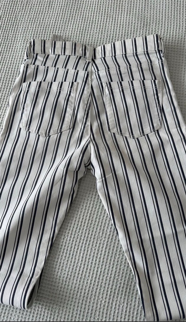 Kadın Çizgili Midi Kumaş Pantolon - Görsel 2