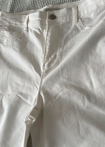 Beyaz Kadın Keten Kumaş Normal Boy Pantolon - Görsel 2