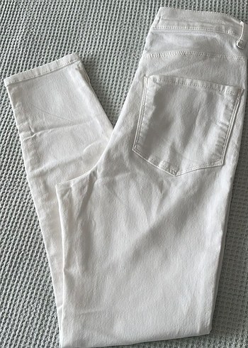 Beyaz Kadın Keten Kumaş Normal Boy Pantolon - Görsel 7