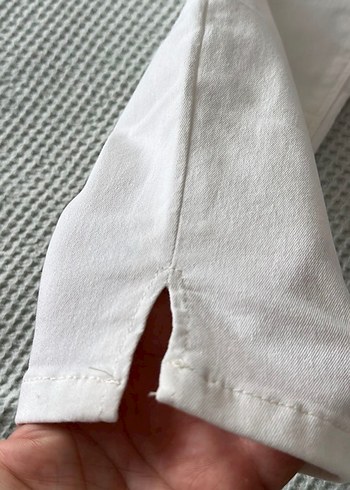 Beyaz Kadın Keten Kumaş Normal Boy Pantolon - Görsel 5