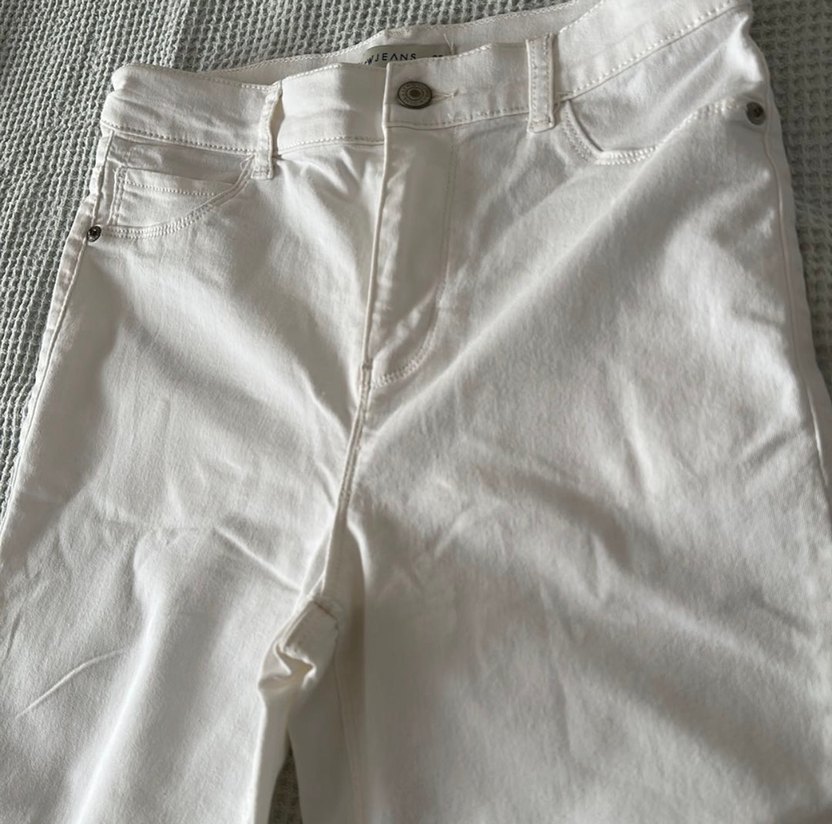 Beyaz Kadın Keten Kumaş Normal Boy Pantolon - Görsel 2