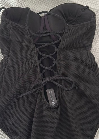 Siyah Strappy Kadın Mayo - Görsel 3