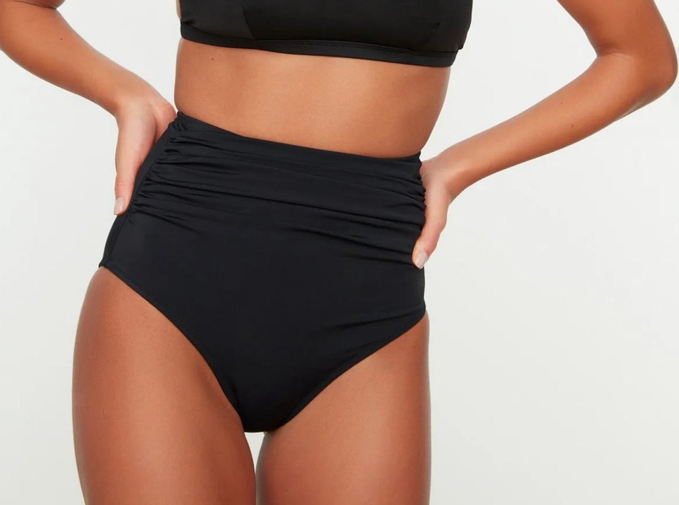 Siyah Drapeli Yüksek Bel Bikini Altı - Görsel 3