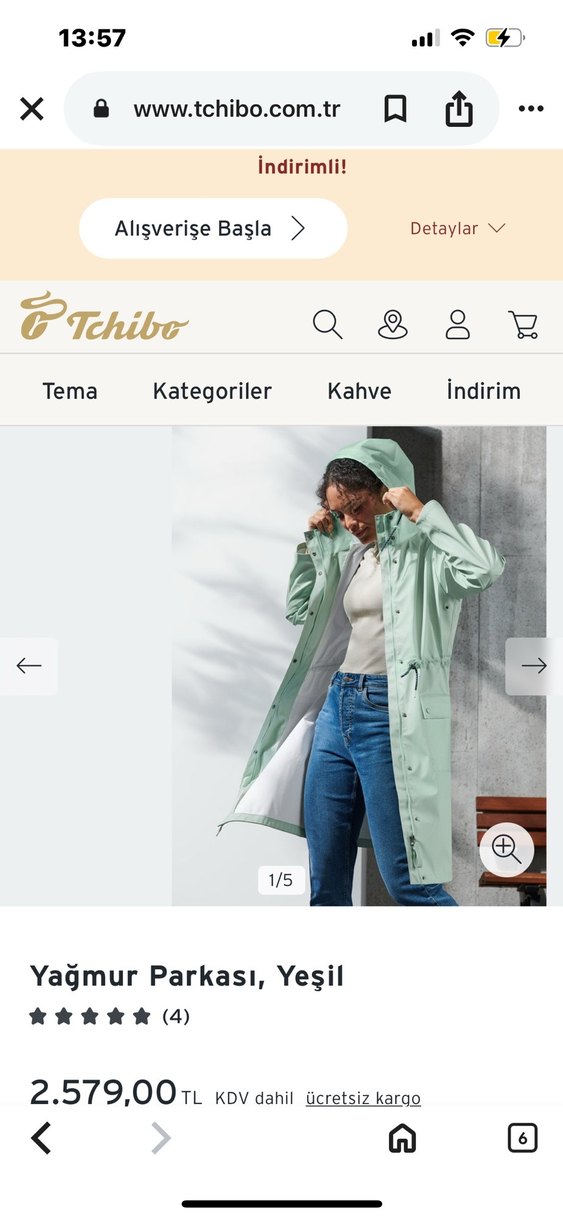 Uzun Yeşil Kadın Yağmur Parkası - Görsel 4