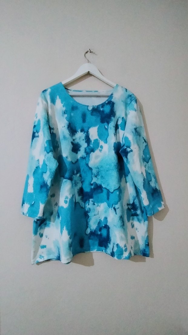 Mavi Tie-Dye Desenli Hamile Pijama Takımı - Görsel 5