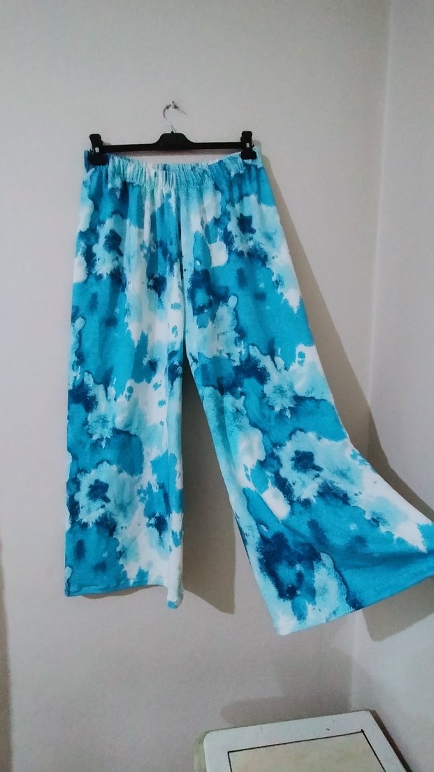 Mavi Tie-Dye Desenli Hamile Pijama Takımı - Görsel 2