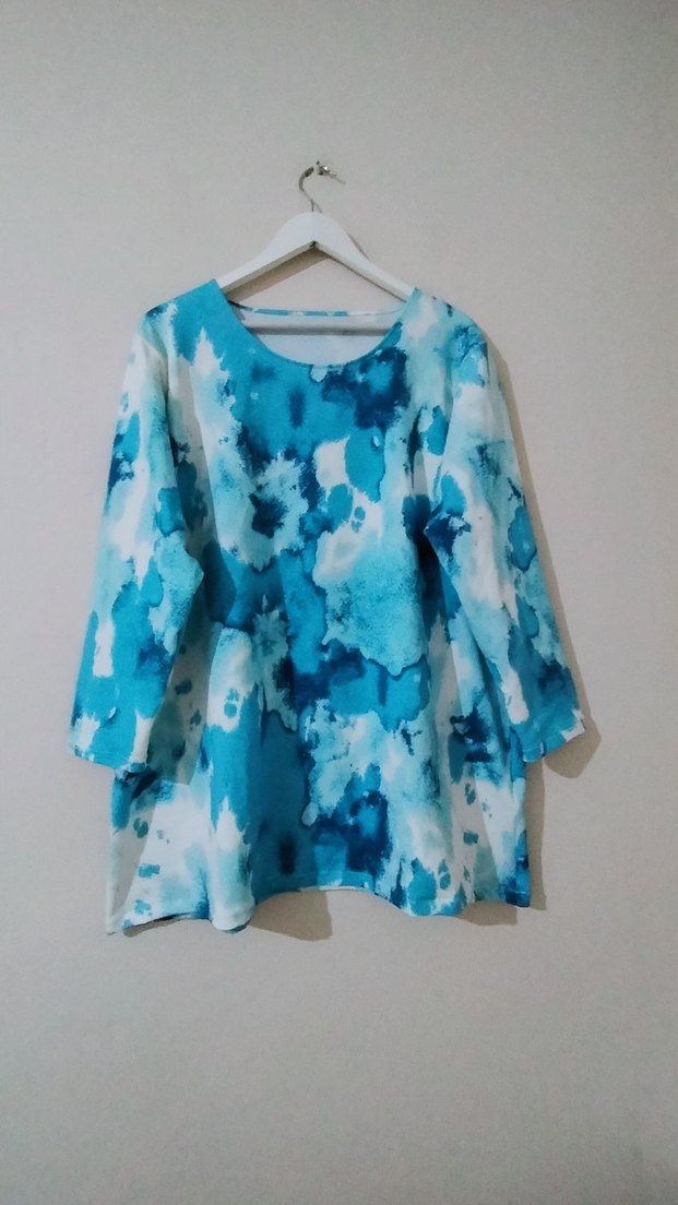 Mavi Tie-Dye Desenli Hamile Pijama Takımı - Görsel 4