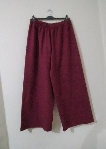 Bordo Bol Kesim Midi Kadın Kumaş Pantolon - Görsel 2