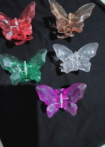 Renkli Şeffaf Kelebek Saç Tokaları 5 adet - Görsel 2