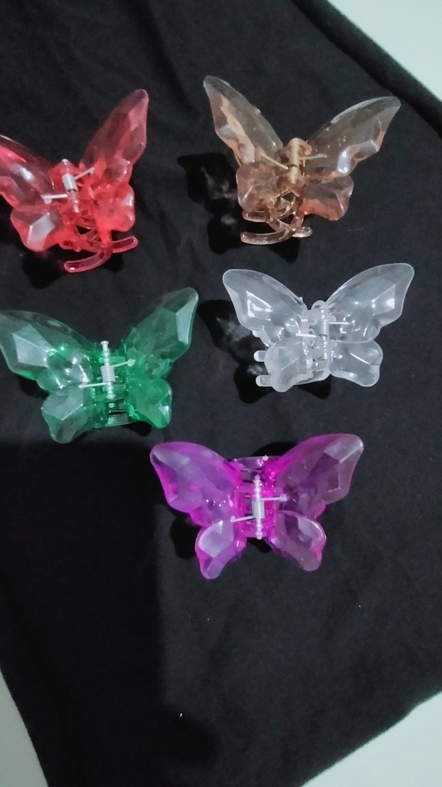 Renkli Şeffaf Kelebek Saç Tokaları 5 adet - Görsel 2