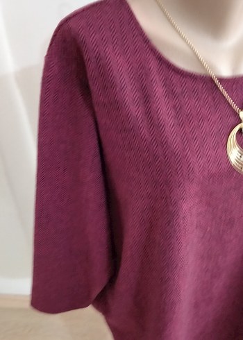 Bordo Kadın Uzun Kollu Midi Tunik - Görsel 3