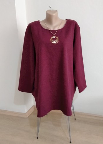 Bordo Kadın Uzun Kollu Midi Tunik - Görsel 2