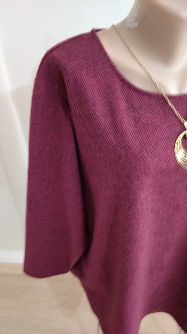 Bordo Kadın Uzun Kollu Midi Tunik - Görsel 3