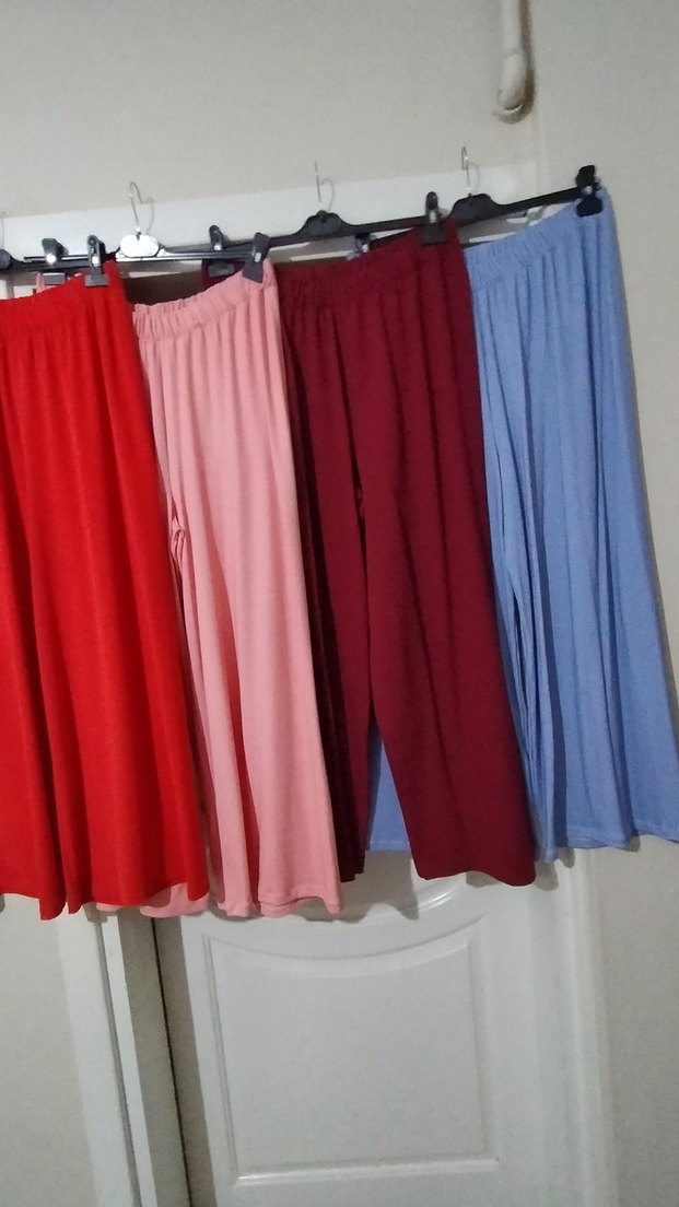 Kadın Pilili Gri Rahat Kumaş Pantolon - Görsel 2