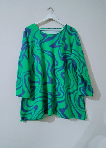 Yeşil Renkli Salaş Bağlama Desenli Hamile Tunik - Görsel 2