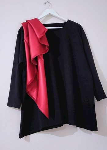 Bordo Drapeli Siyah Hamile Bluzu - Görsel 2