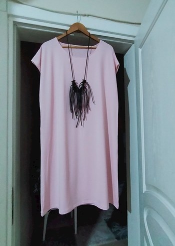 Püsküllü Pudra Mini Rahat Elbise - Görsel 2