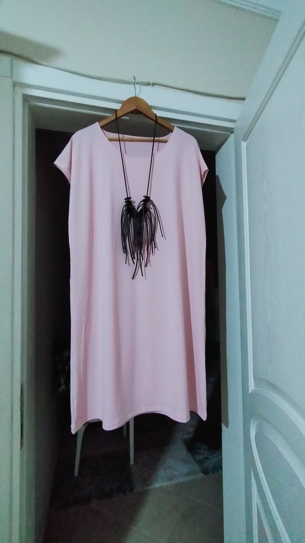 Püsküllü Pudra Mini Rahat Elbise - Görsel 2