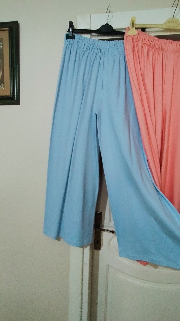 Kadın Çok Renkli Bol Kesim Uzun Kumaş Pantolon - Görsel 2