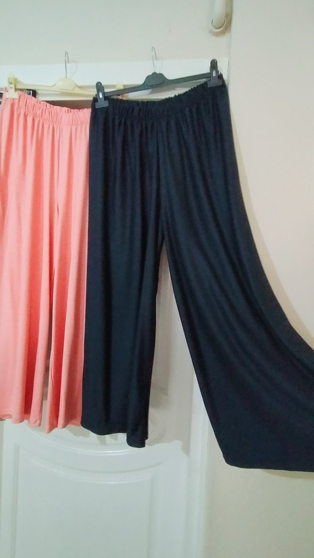 Kadın Çok Renkli Bol Kesim Uzun Kumaş Pantolon - Görsel 5