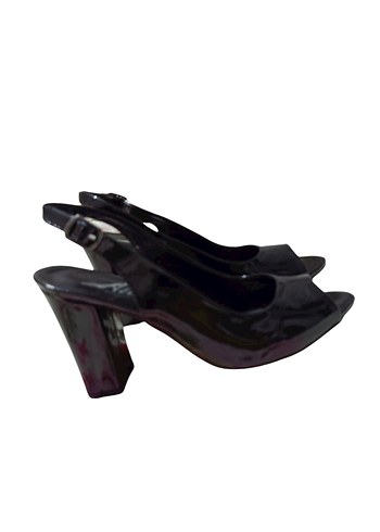 Siyah Parlak rugan Topuklu Kadın Ayakkabı - Görsel 3