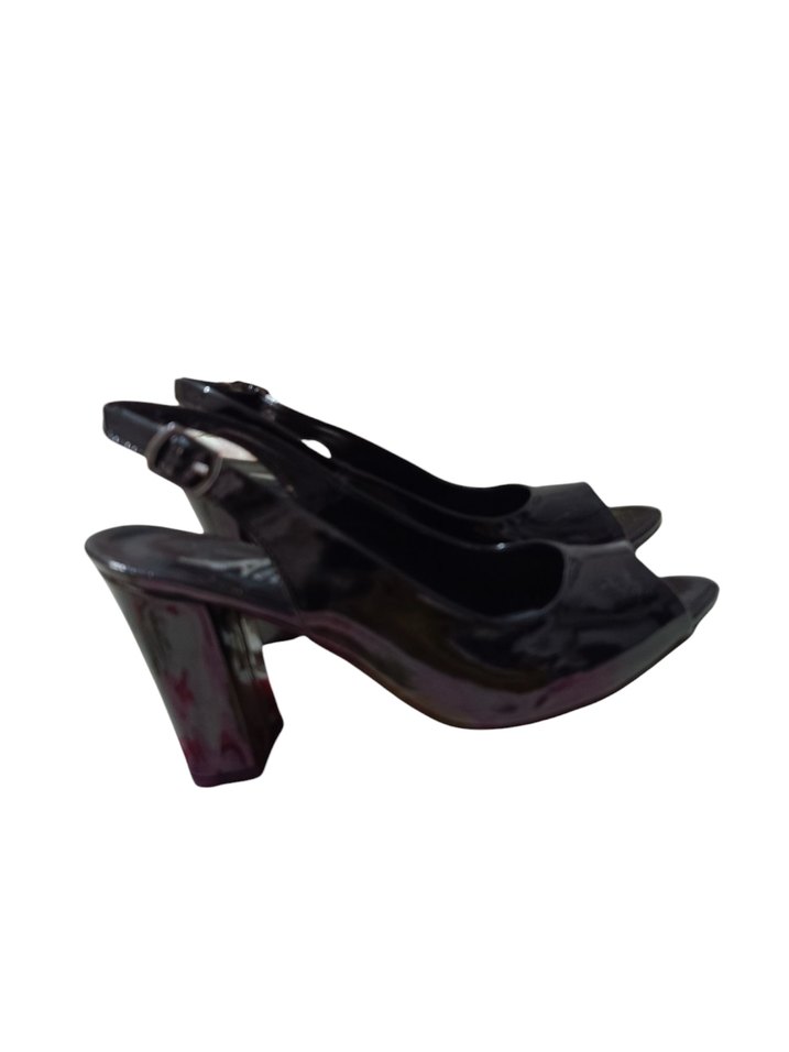 Siyah Parlak rugan Topuklu Kadın Ayakkabı - Görsel 3