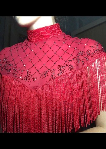 Kırmızı Dantel Detaylı Mini Abiye Elbise - Görsel 2